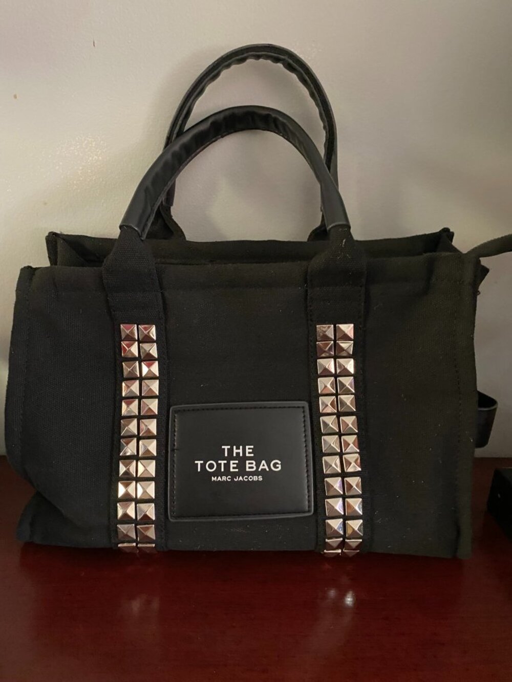 MARC JACOBS The TOTE BAG Black Studded Canvas Tote